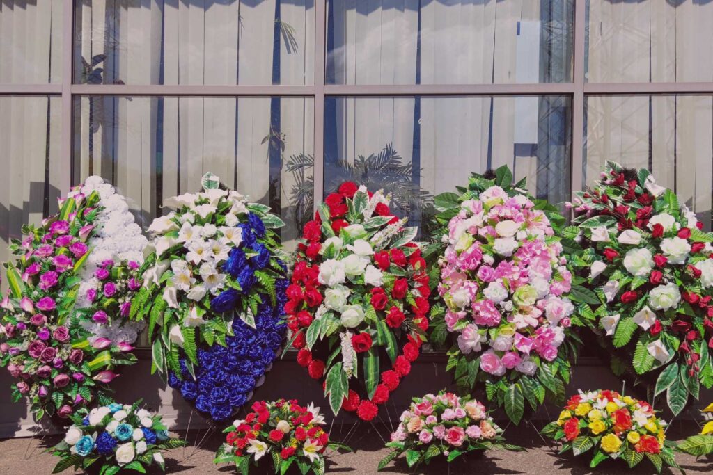 Beautiful different colorful Funeral Bouquets